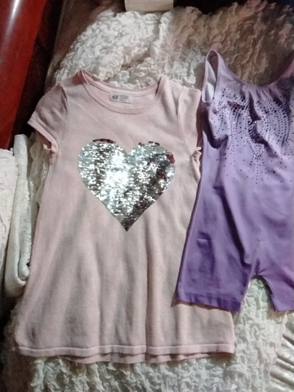 H&M Light Pink Tee with Silver Sequin Heart